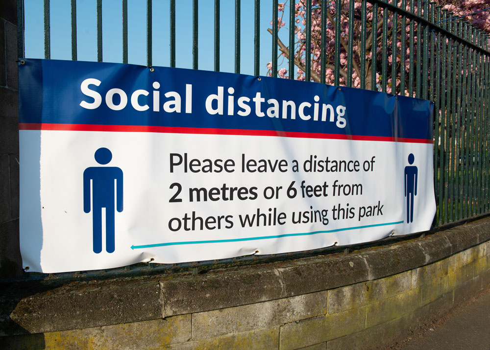 Social distancing sign, UK, vinyl