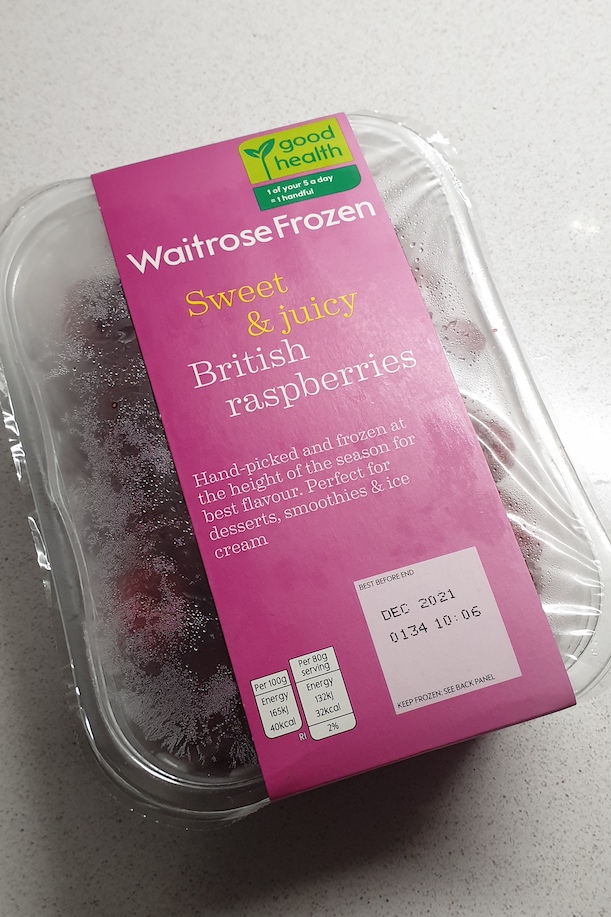 Frozen raspberries pack
